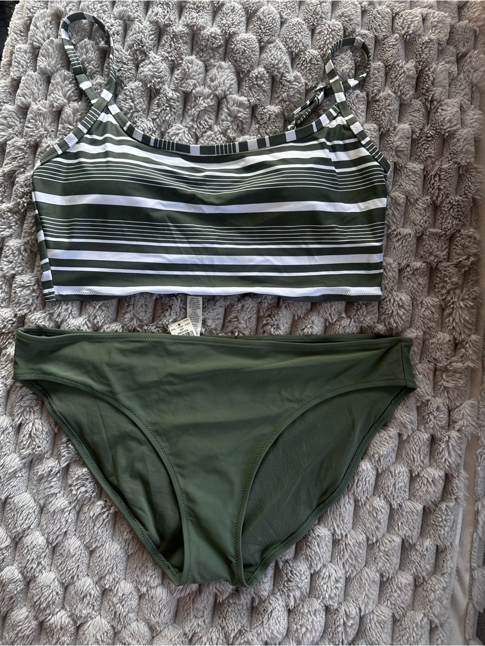 Aerie Olive Green Striped Tank Bikini Top & Bottom